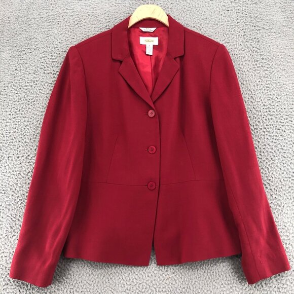 Talbots Blazer Womens 8 Red Wool Blend Button Up Career Office Formal Vintage - Picture 1 of 10